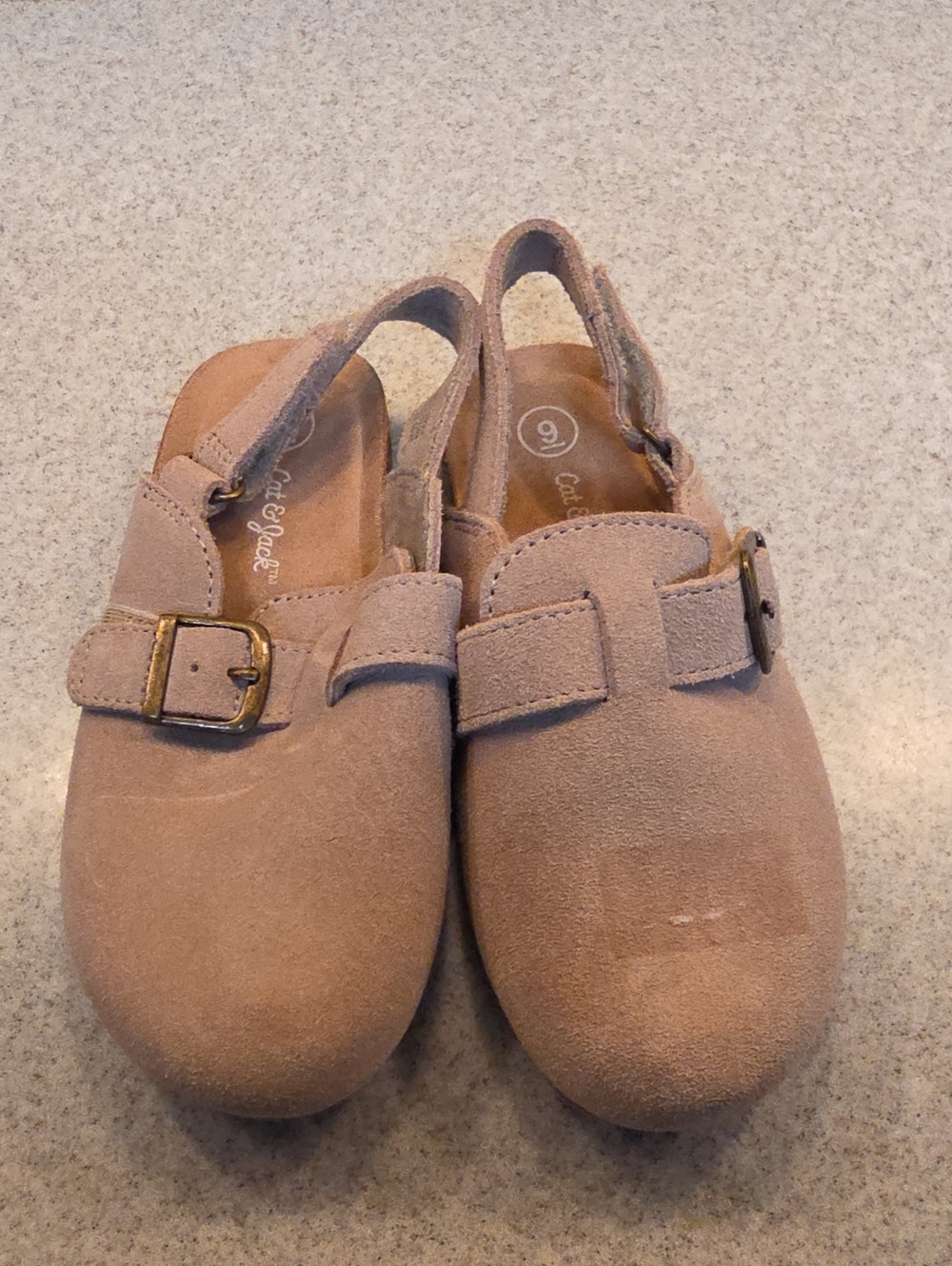 Kids Suede Slingback Clogs in Light Brown - Casual Comfort